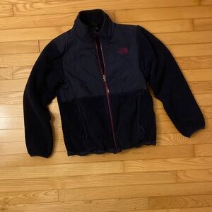 The North Face Navy Blue Fleece Jacket with Plum Trim